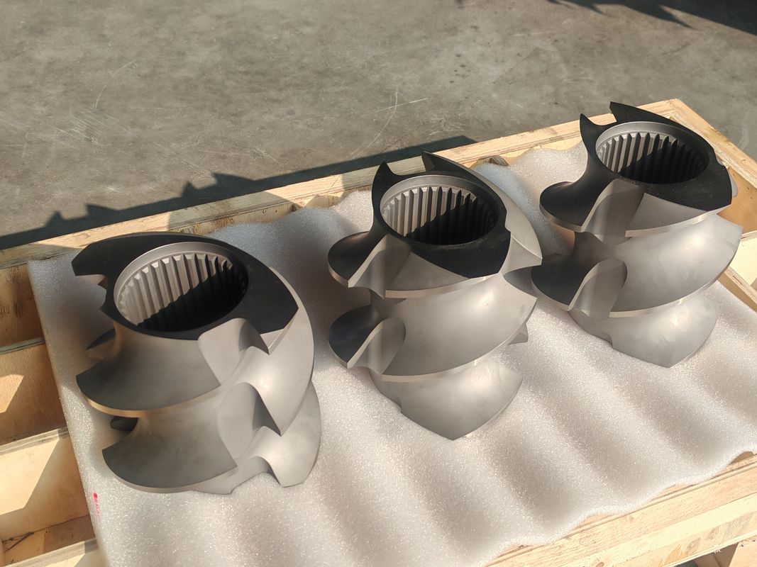 Elementos de parafuso da linha de extrusão de plástico 60mm-120 comprimento do parafuso 100rpm-1200 velocidade do parafuso para máquina de extrusão de parafuso duplo