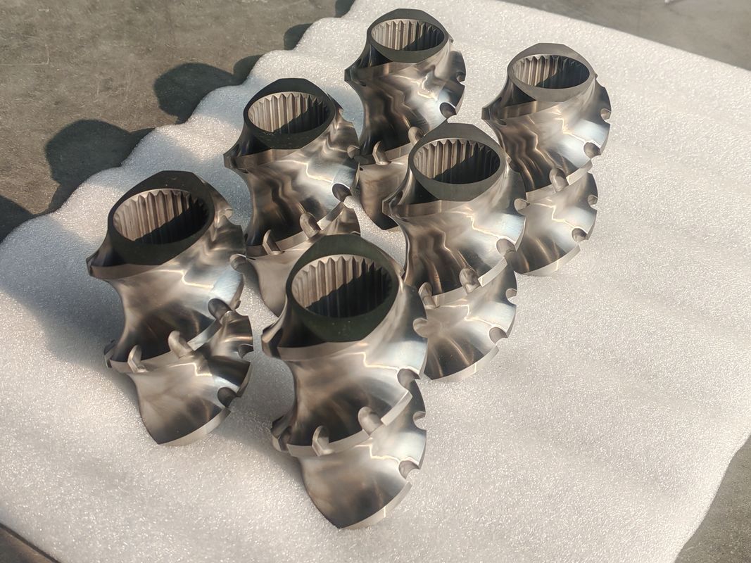 Elementos de parafuso da linha de extrusão de plástico 60mm-120 comprimento do parafuso 100rpm-1200 velocidade do parafuso para máquina de extrusão de parafuso duplo