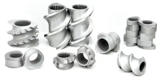 Peças da Máquina Extrusora de Rosca Dupla Co-rotacional Eixo Segmento de Rosca Cilindro e Alimentador Lateral usadas para máquina de bateria de lítio
